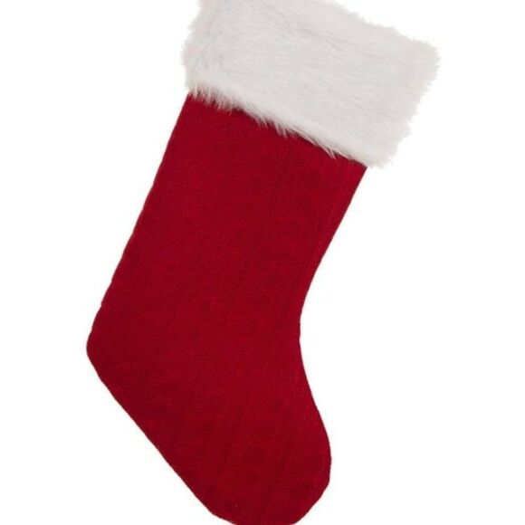 Glitzhome 20L Classic Family Knitted Stocking, Red - Picture 2 of 2